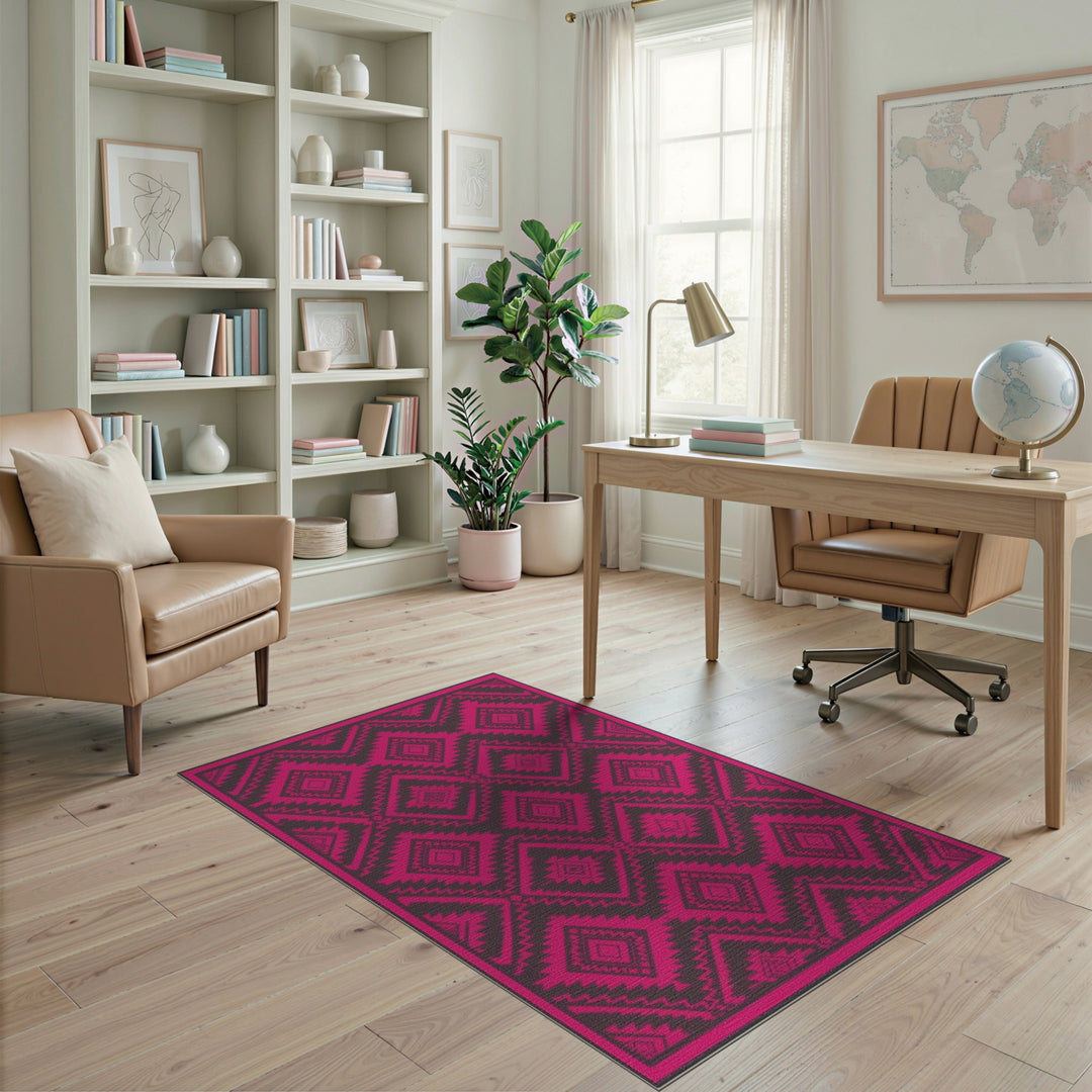 Pink Bold Pink Tribal Area Rug