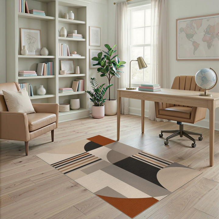 Geometric Modern Brown Tan Brown and Tan Area Rug