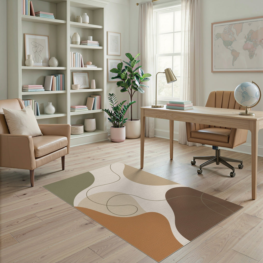 Abstract Neutral Organic Area Rug