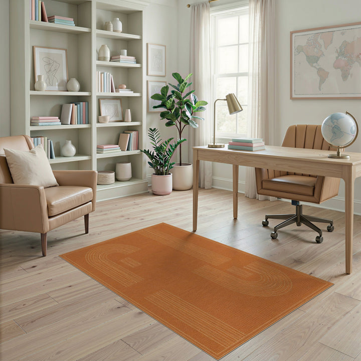Arch Orange Geometric Arch Area Rug