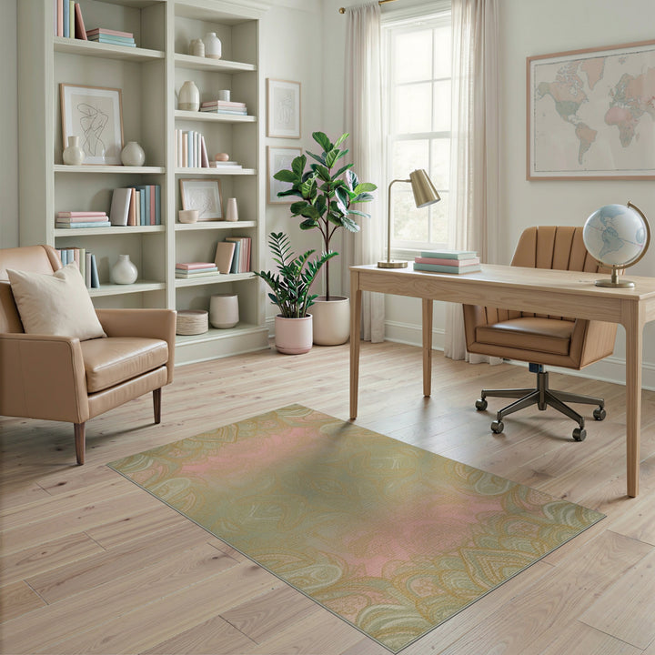 Pink Floral Paisley Vintage Area Rug
