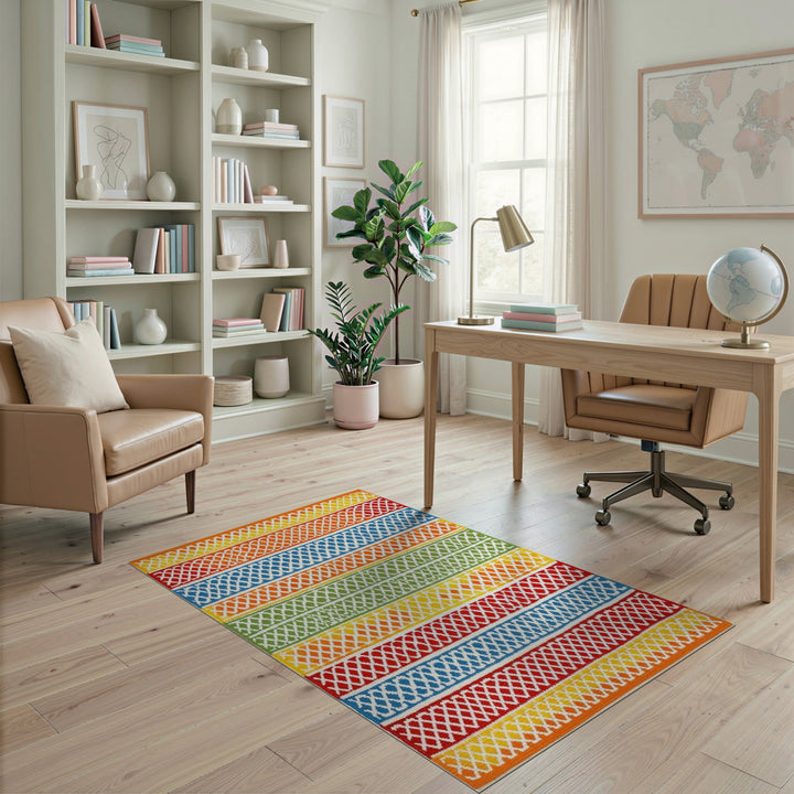Vibrant Multi-Color Lattice Area Rug