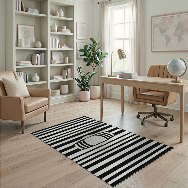 Black White Geometric Area Rug