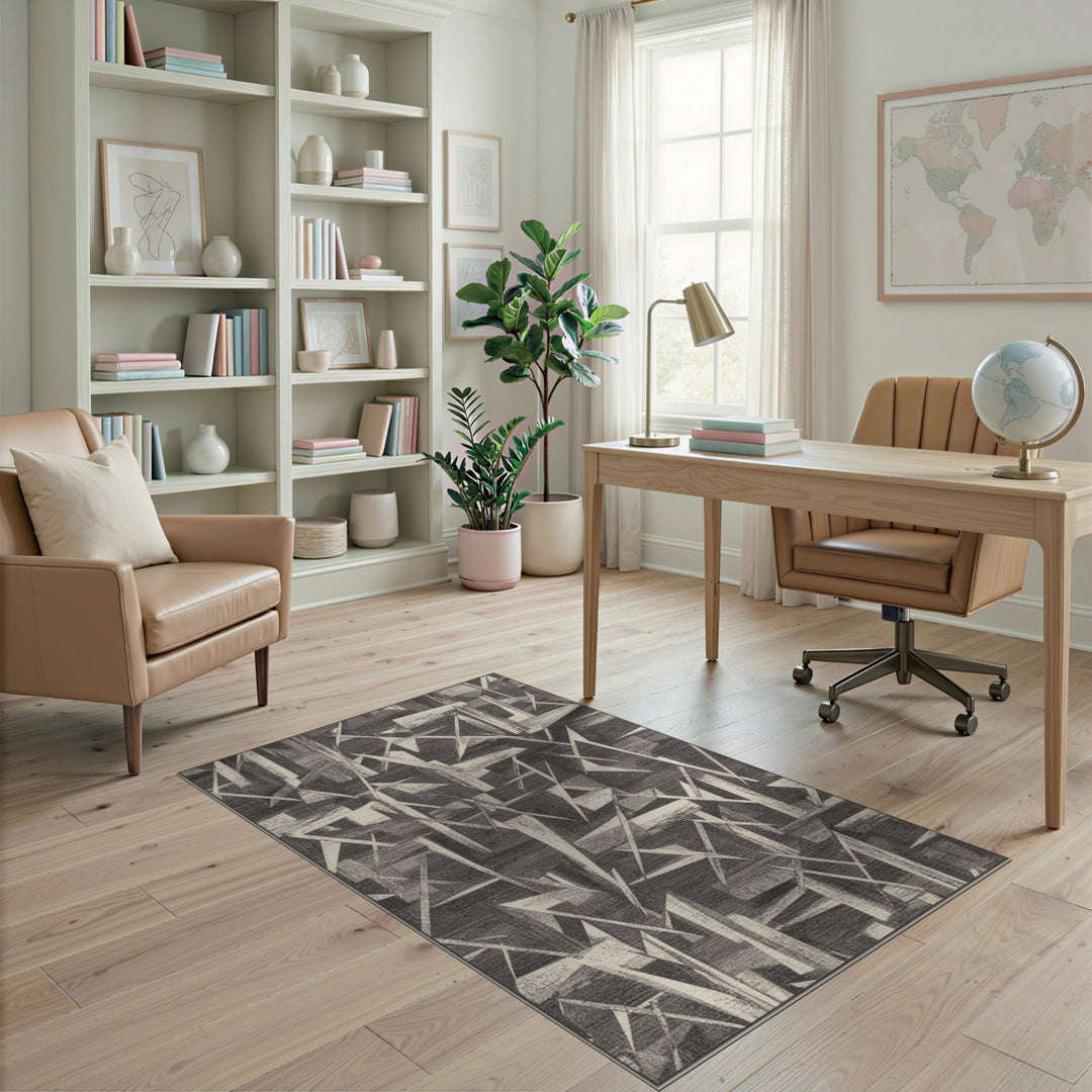 Monochrome Geometric Abstract Area Rug