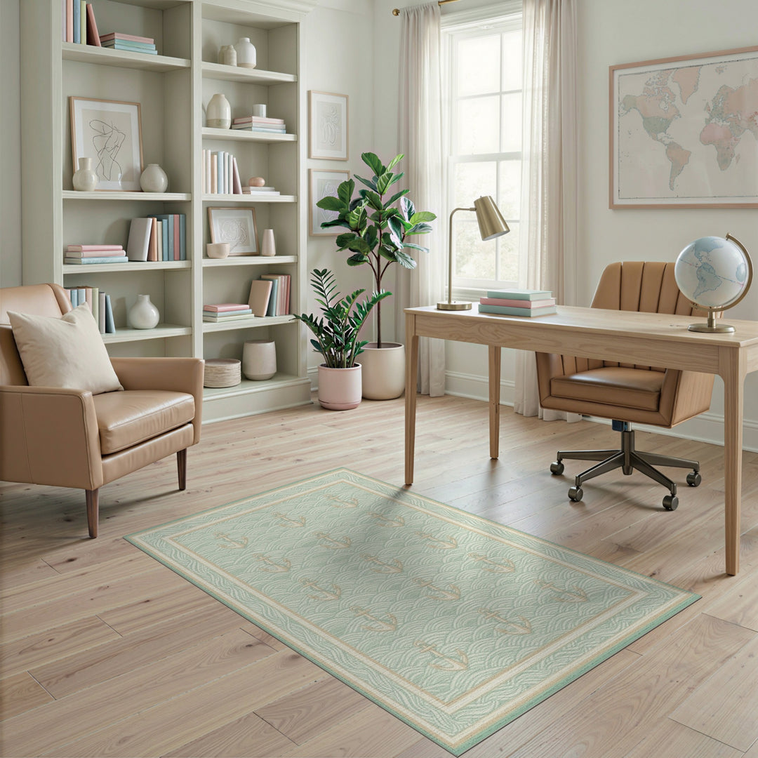 Teal Anchor Wave Area Rug