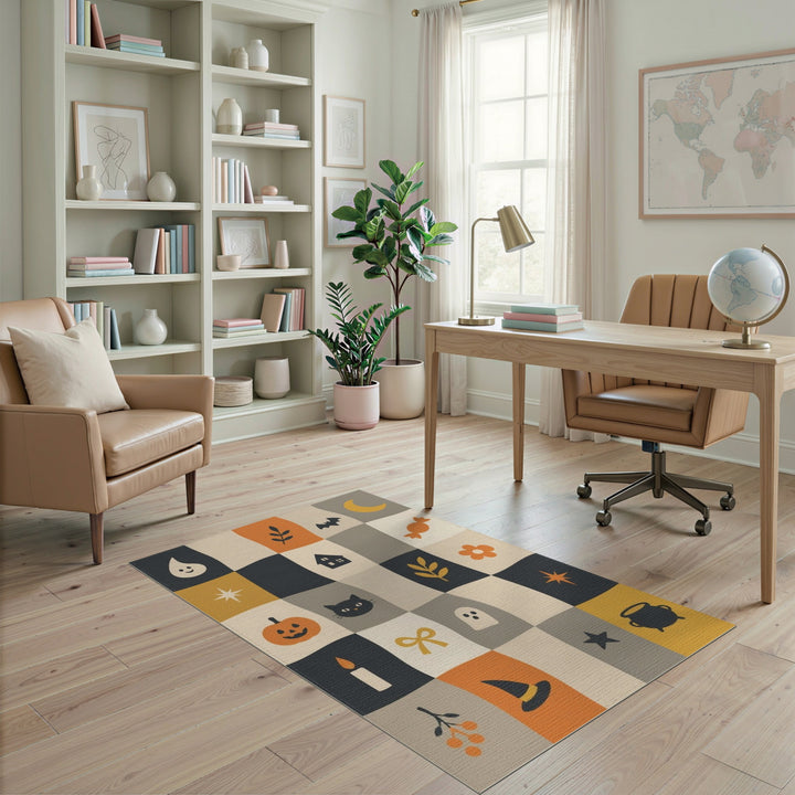 Halloween Icons Multi-Color Kids Area Rug
