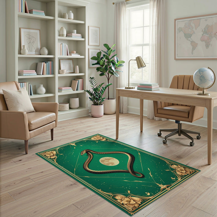 Serpent Moon Green Floral Area Rug