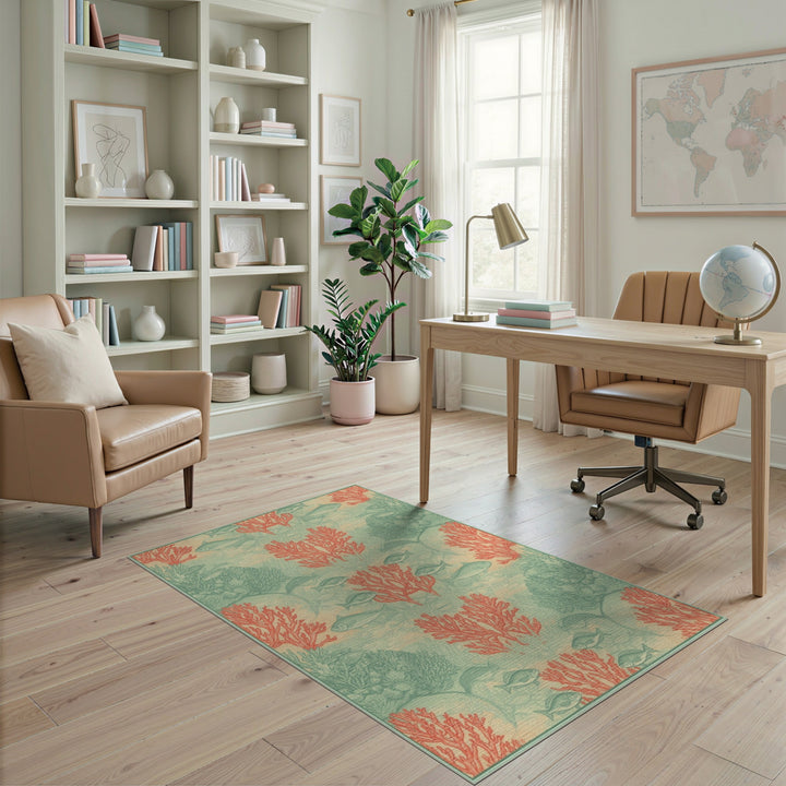 Red Coral Reef Fish Coastal Area Rug