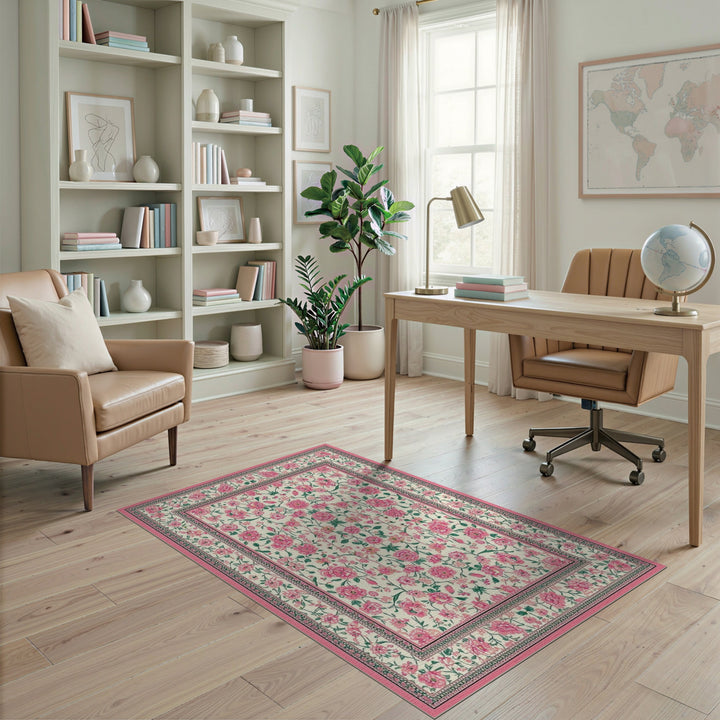 Pink Rose Pink Rose Vintage Floral Area Rug