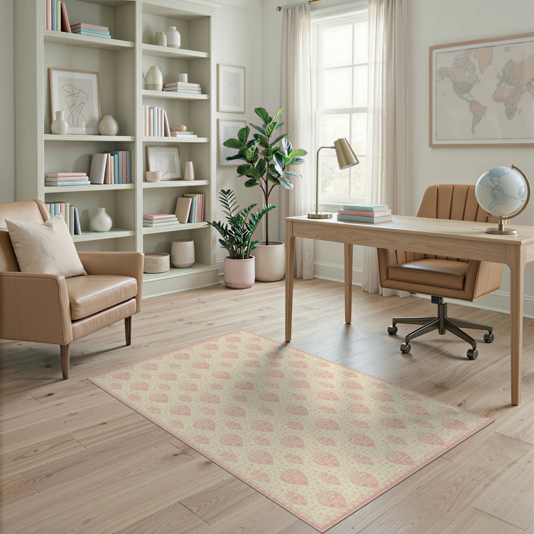 Pink Heart Strawberry Washable Area Rug