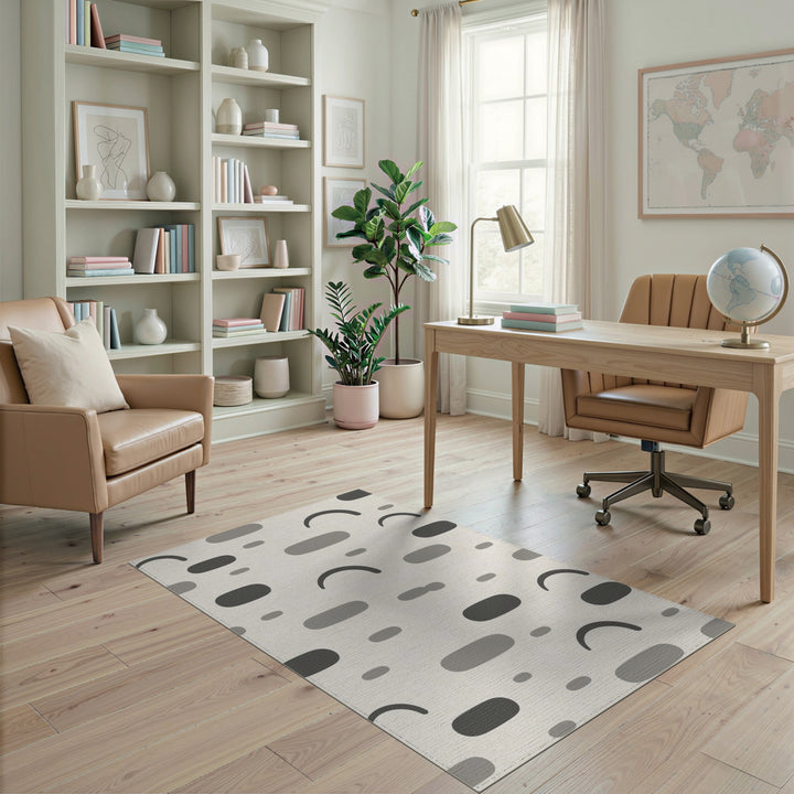Grey Abstract Shapes Area Rug