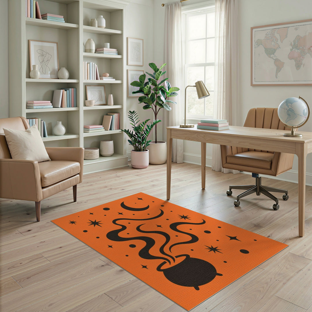 Cauldron Witch Orange Area Rug