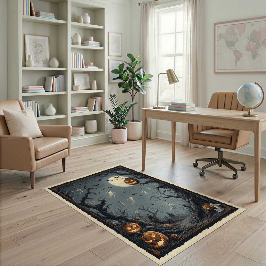 Haunted Forest Halloween Washable Area Rug