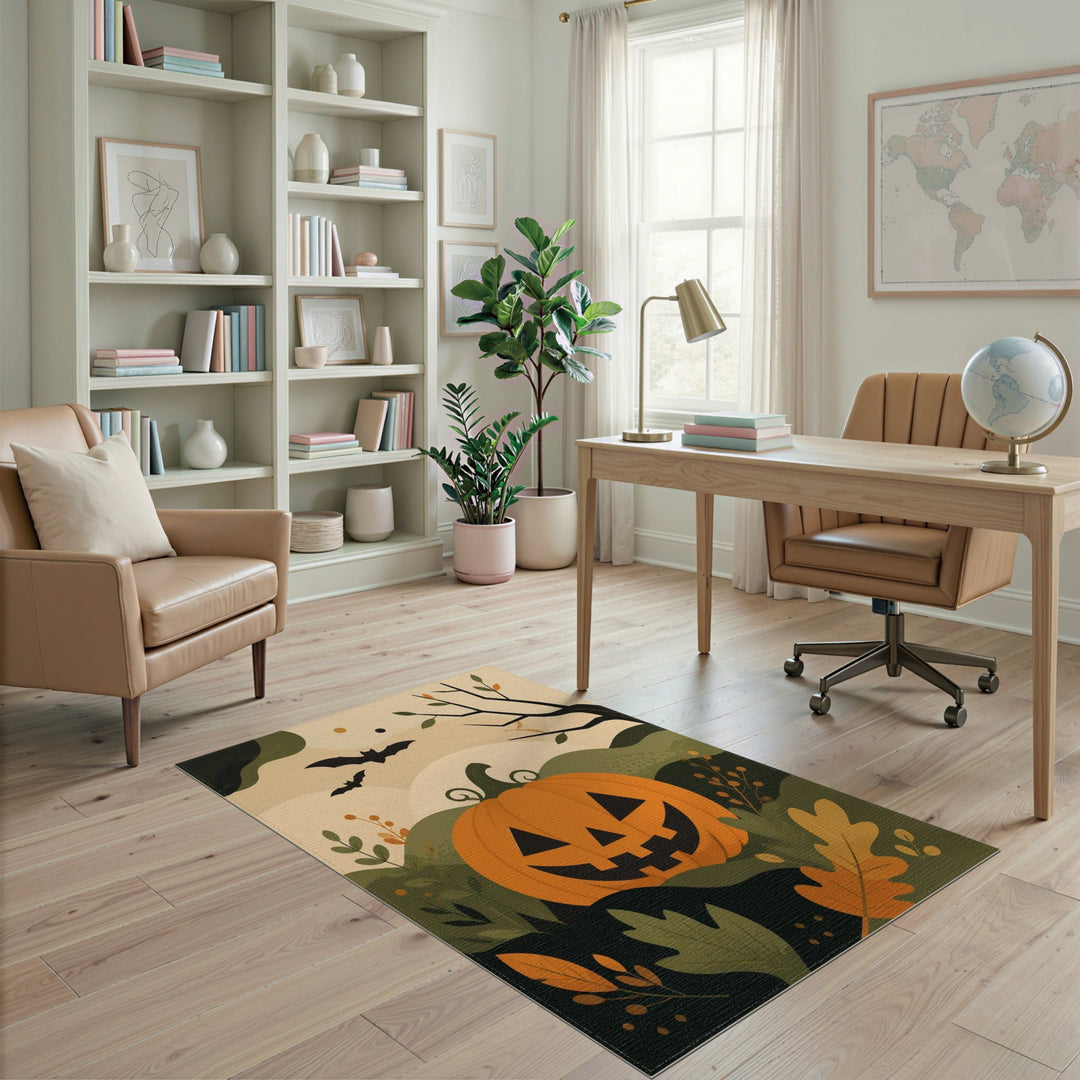 Whimsical Halloween Pumpkin Orange Area Rug