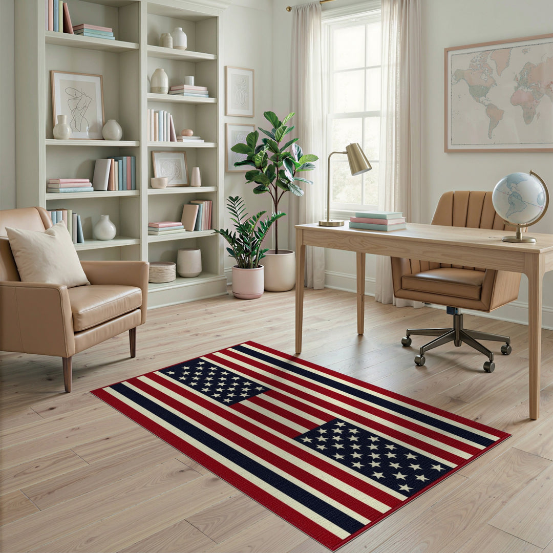 Patriotic Multi-color and Patterns Patriotic Stars and Stripes Area Rug