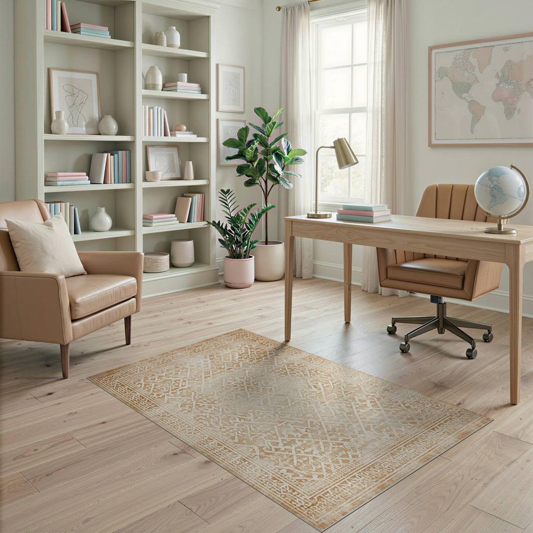 Beige Distressed Vintage Distressed Vintage Area Rug