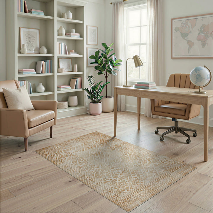 Beige Distressed Vintage Distressed Vintage Area Rug