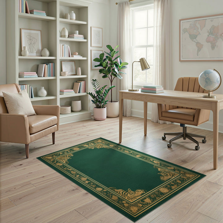 Green Tiger Floral Area Rug