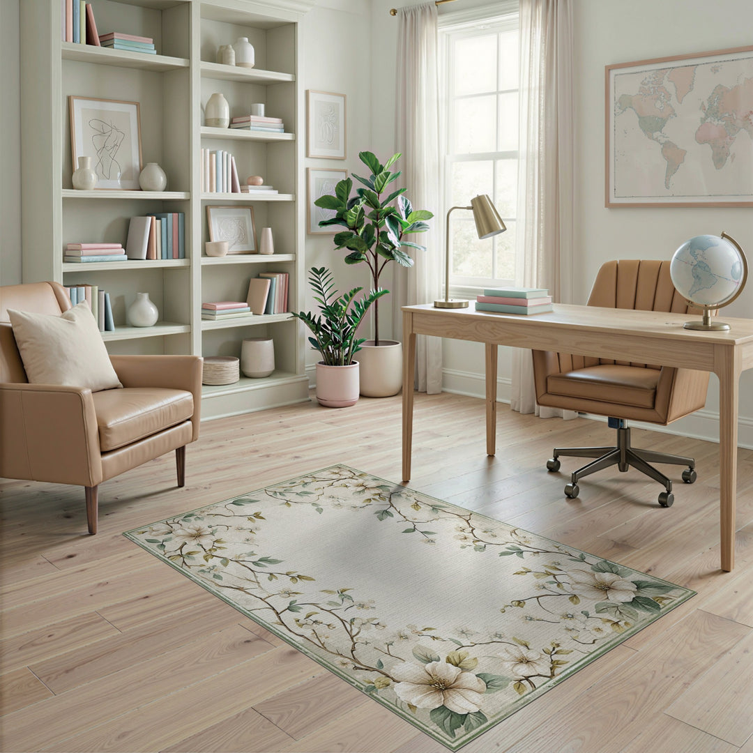 Vintage Floral Beige Area Rug
