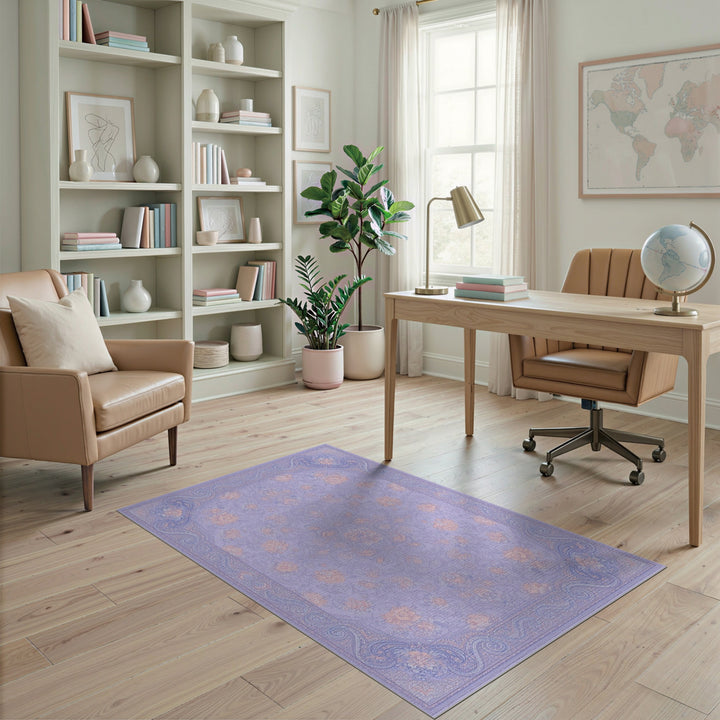 Purple Floral Vintage Area Rug