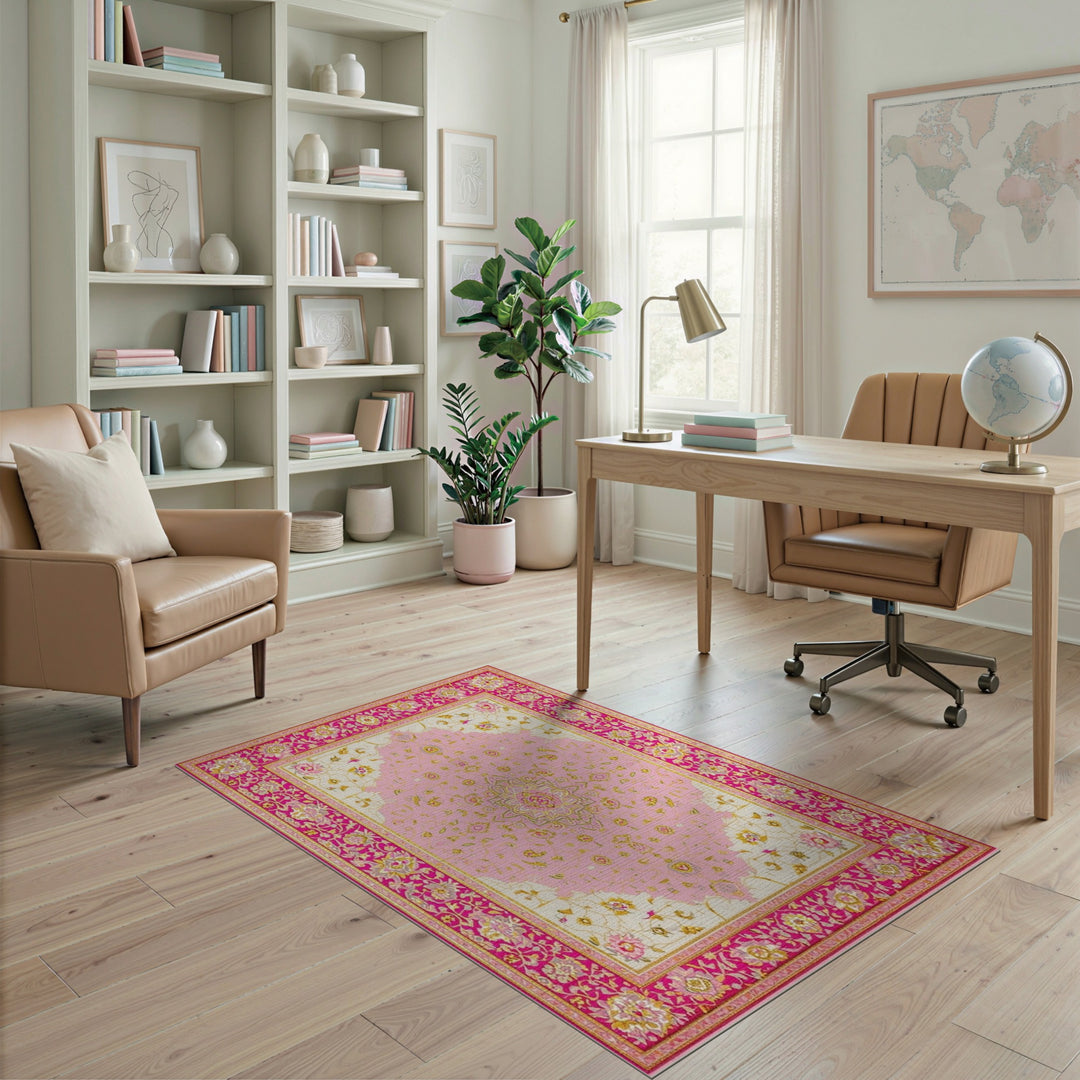 Pink Floral Vintage Area Rug