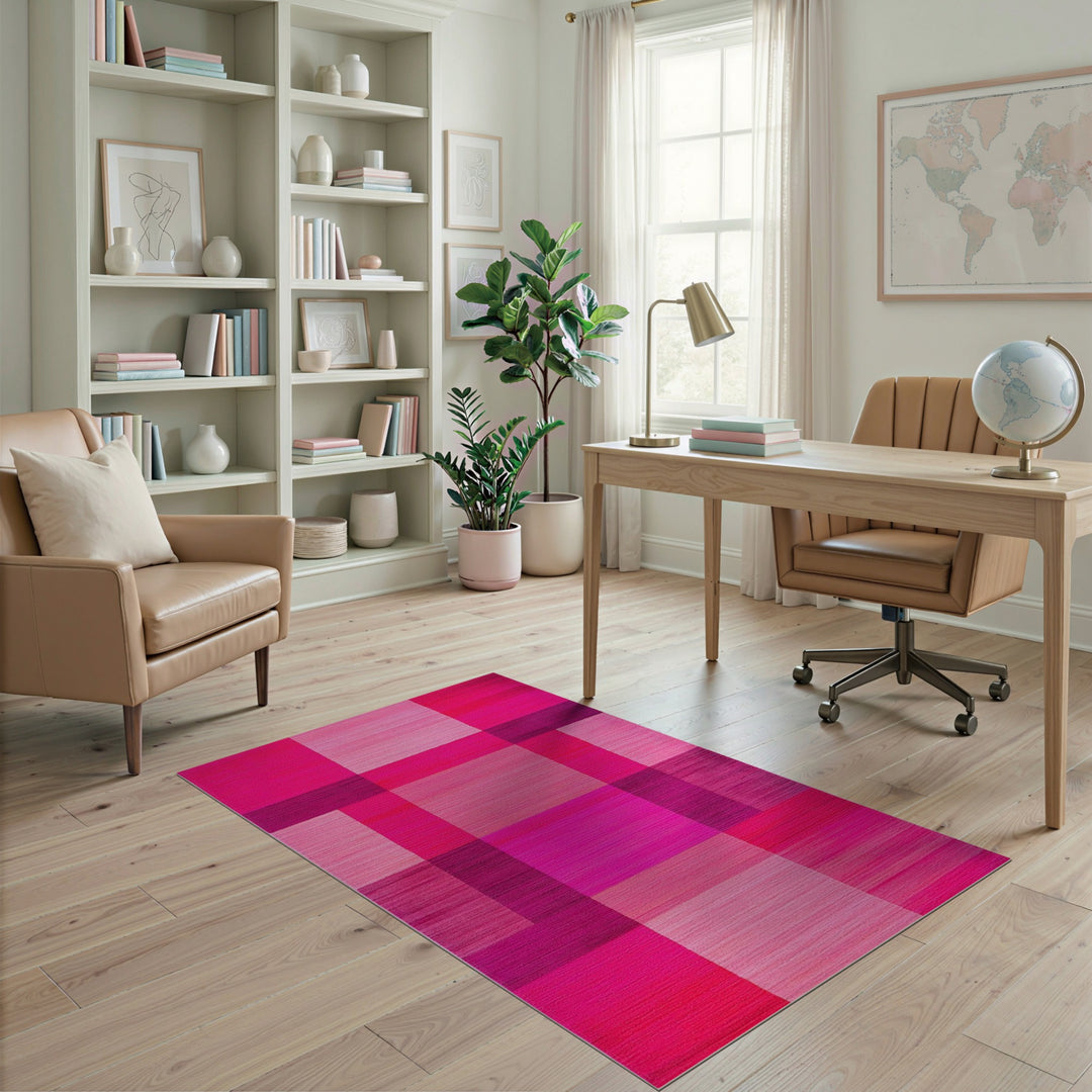 Geometric Modern Bold Pink Geometric Block Area Rug