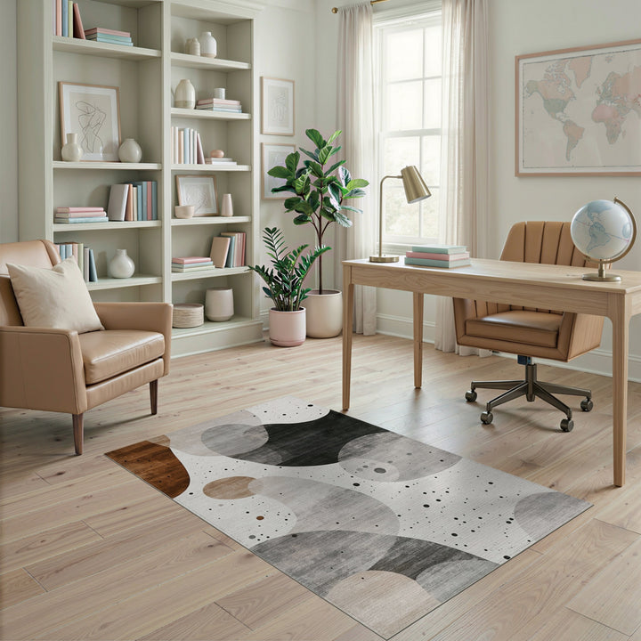 Abstract Brown Blob Area Rug