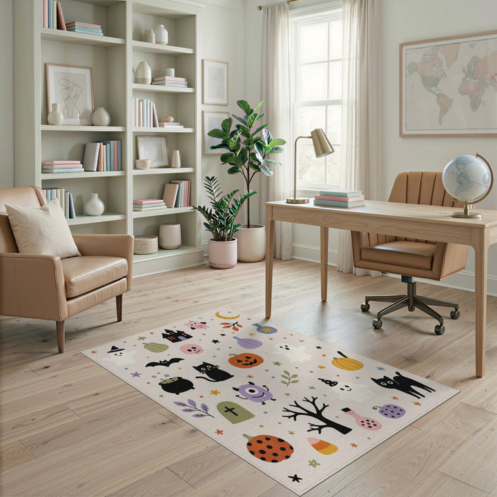 Halloween Cartoon Ghost Pumpkin Kids Rug