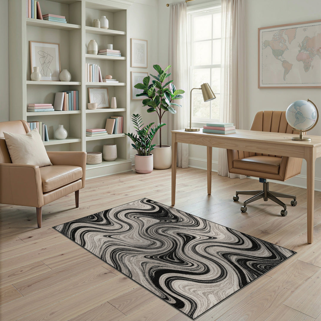 Swirl Abstract Area Black White Abstract Swirl Area Rug