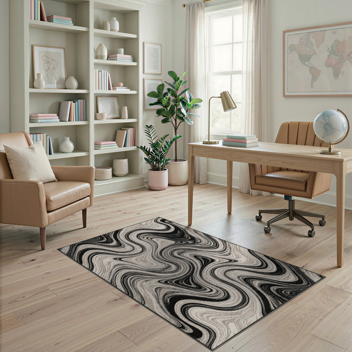 Swirl Abstract Area Black White Abstract Swirl Area Rug