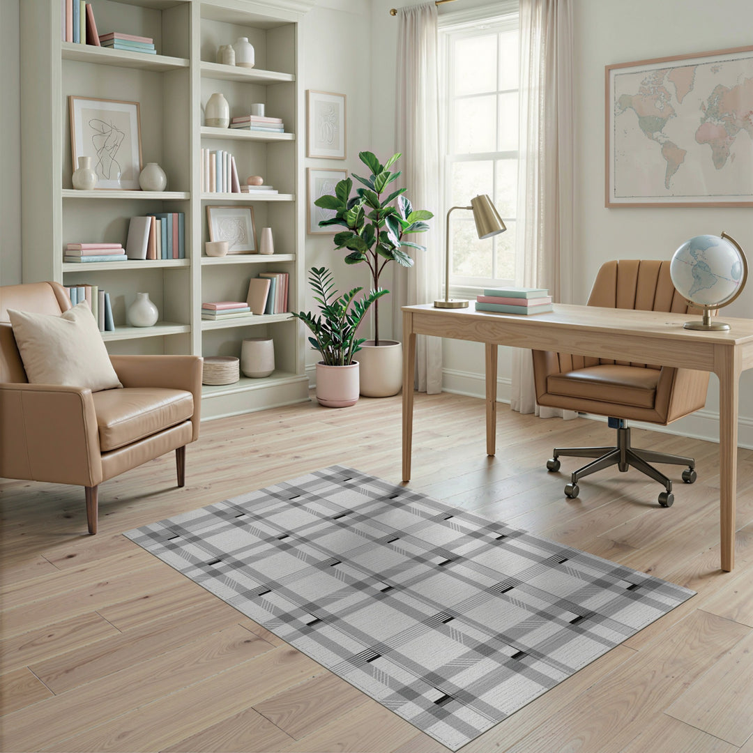 Geometric Modern Black and White Black White Geometric Plaid Area Rug
