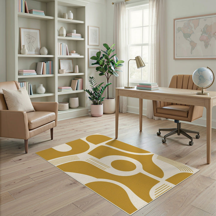 Yellow Abstract Area Rug