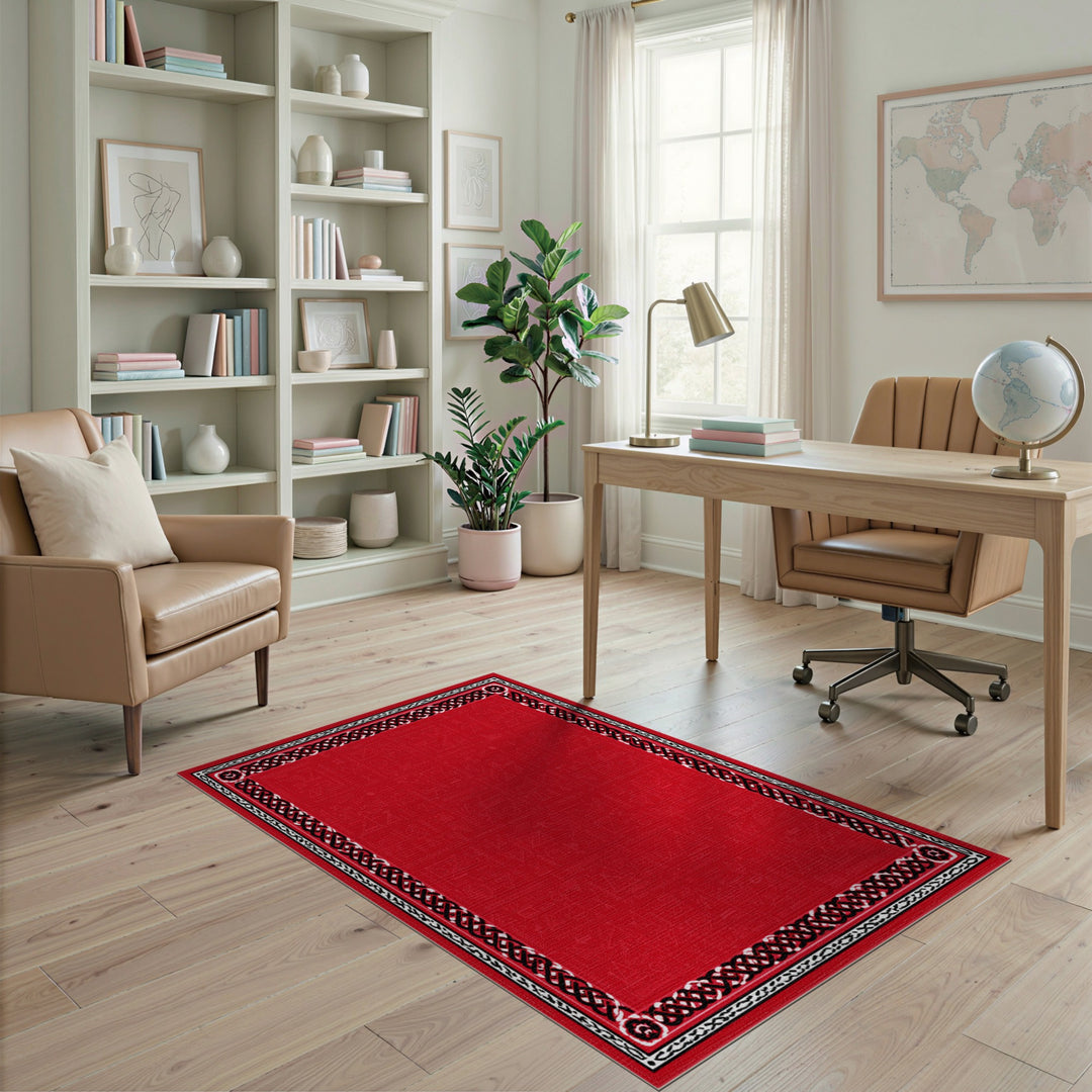 Red Celtic Knot Geometric Area Rug