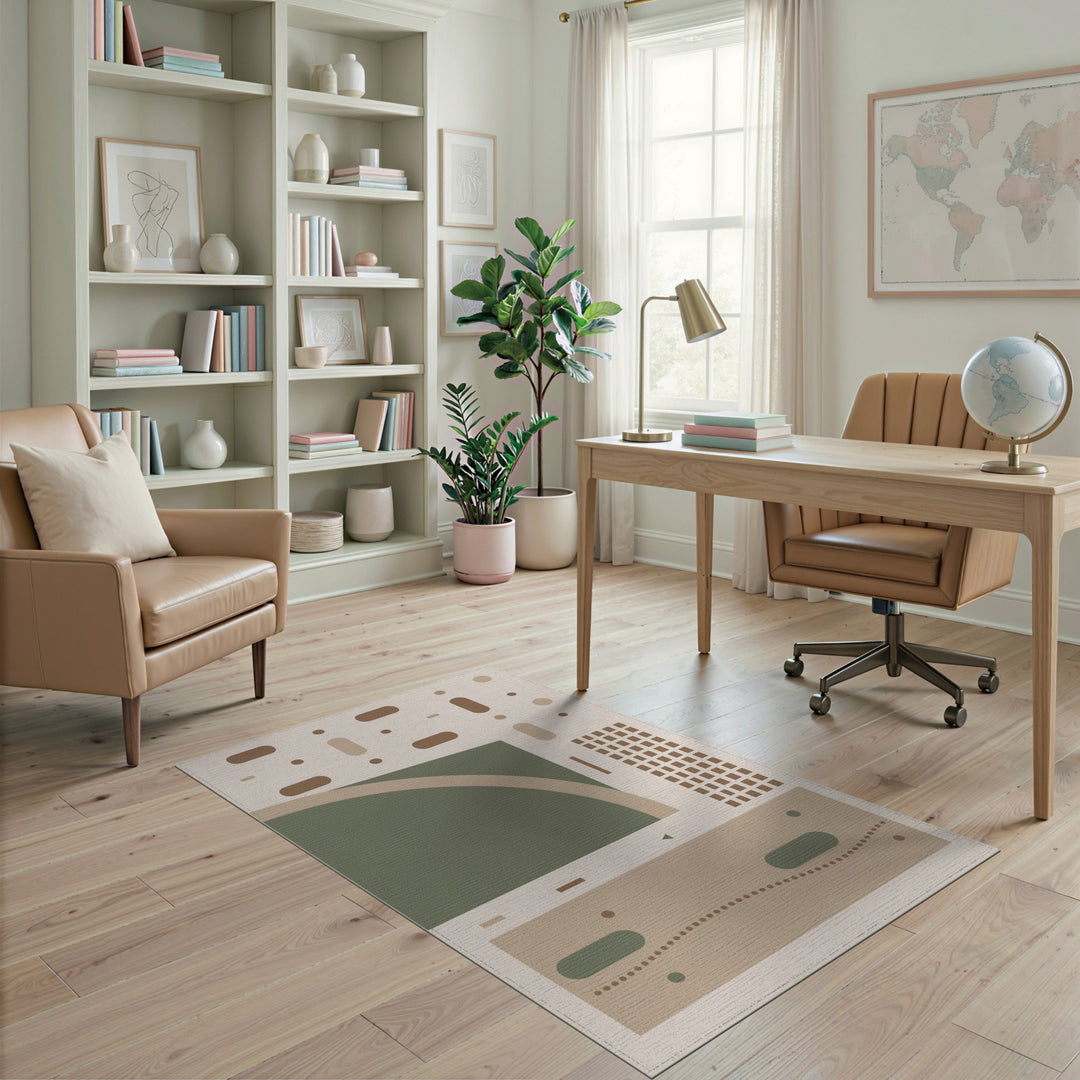 Beige Geometric Abstract Area Rug