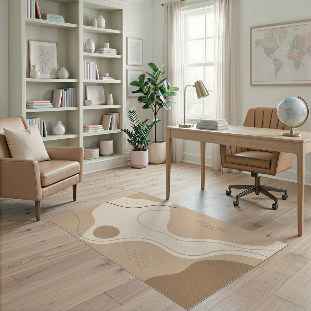 Beige Abstract Area Rug