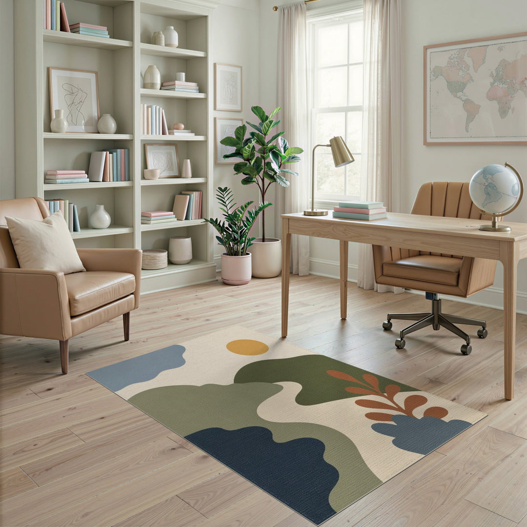 Abstract Landscape Washable Area Rug