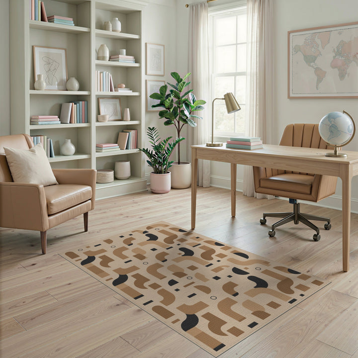 Arch Geometric Modern Brown Geometric Arch Area Rug