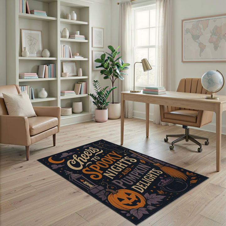 Spooky Nights Pumpkin Cat Area Rug