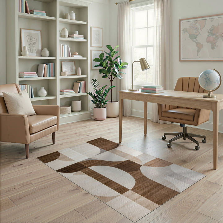 Modern Geometric Brown Area Rug