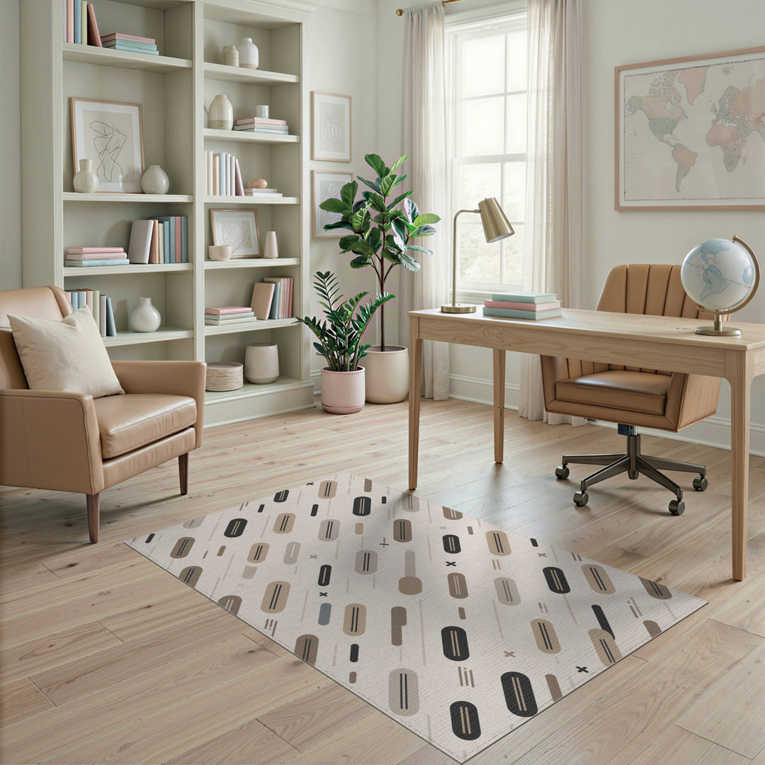 Brown Tan Geometric Capsule Area Rug