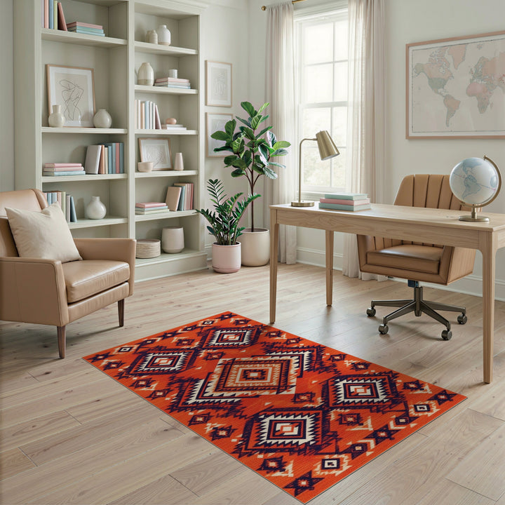 Orange Southwestern Geometric Area Rug