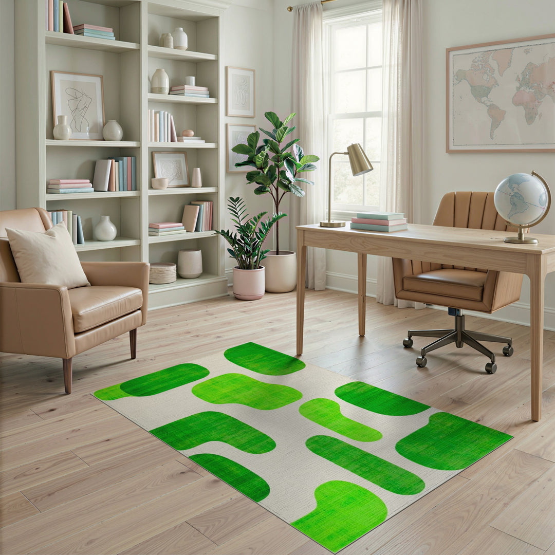 Vivid Green Abstract Area Rug