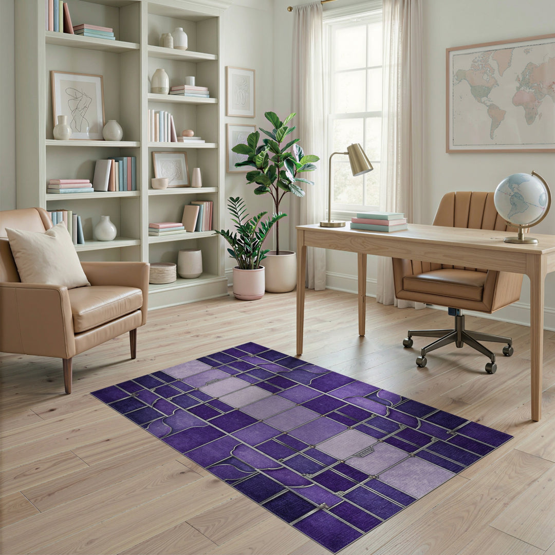 Geometric Modern Purple Geometric Area Rug