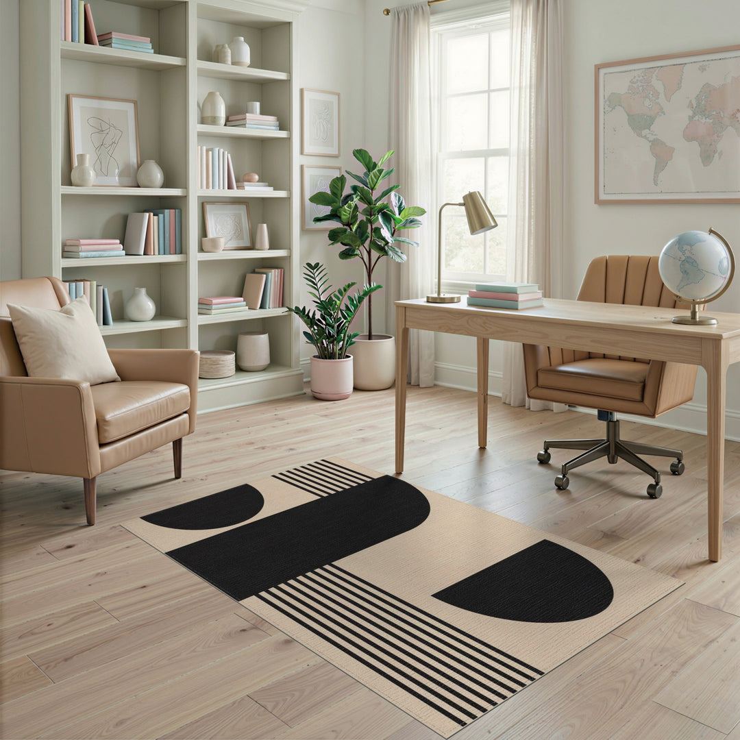 Geometric Modern Black and White Black Geometric Area Rug