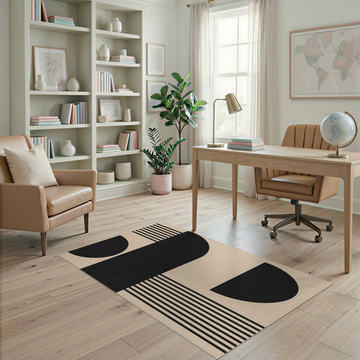 Geometric Modern Black and White Black Geometric Area Rug