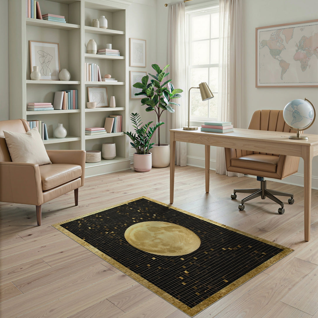 Full Moon Gold Mosaic Area Rug