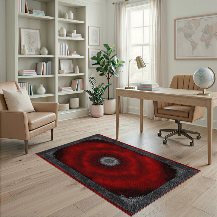 Red Traditional Persian Medallion Area Rug