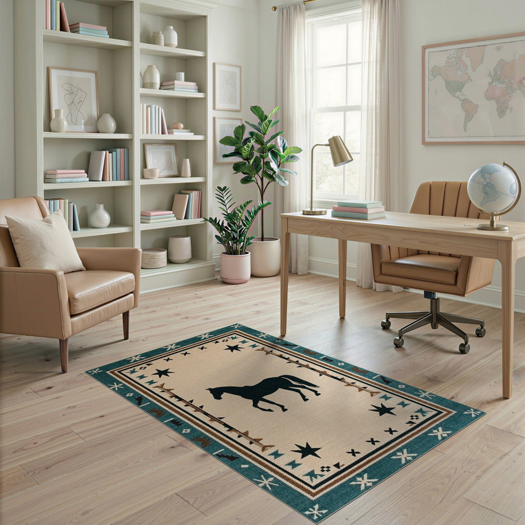 Southwestern Horse Silhouette Area Rug