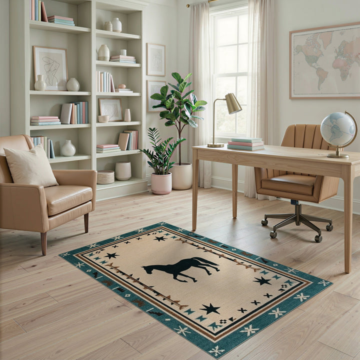 Southwestern Horse Silhouette Area Rug