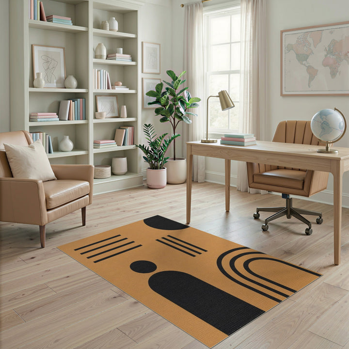 Geometric Arches Brown Tan Area Rug